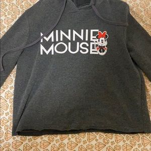 A cropped minnie mouse hoodie.